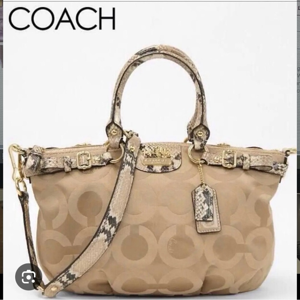 COACH MADISON SATCHEL BAG TAN/SNEAK IMPOSED LEATHER K1176-18650